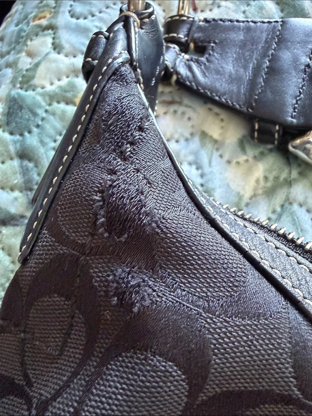 Coach Black Signature Hobo Shoulder Bag